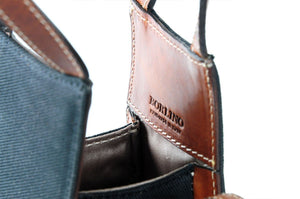 Italian Wine Case - Waxed Canvas and Leather - Onyx / Terra