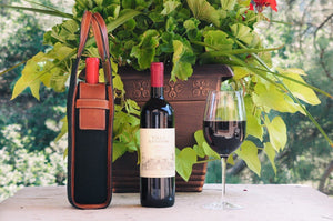 Italian Wine Case - Waxed Canvas and Leather - Onyx / Terra