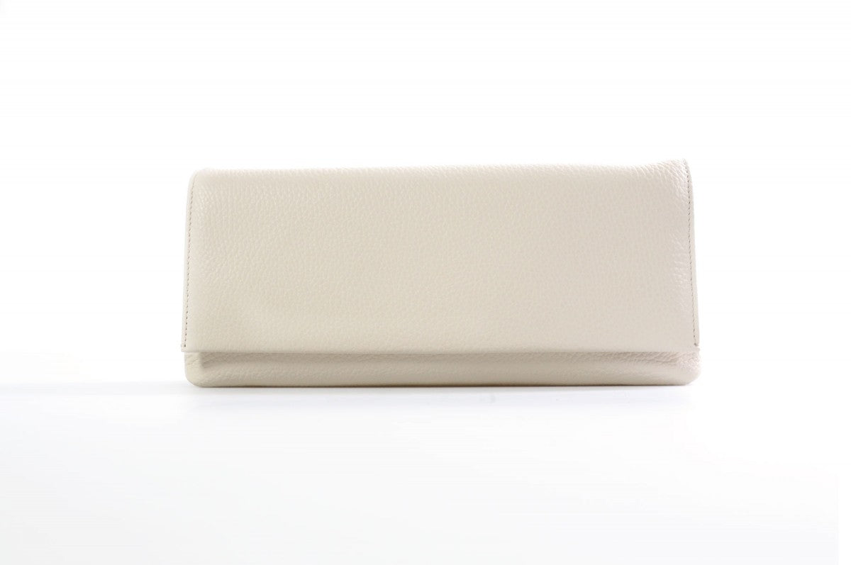 Handmade Italian Leather Clutch - Rimini - Luna White