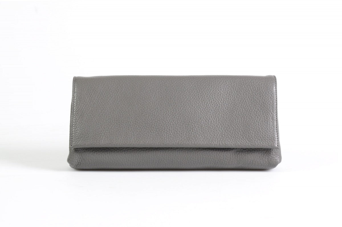 Handmade Italian Leather Clutch - Rimini - Pompeii Grey - Borlino