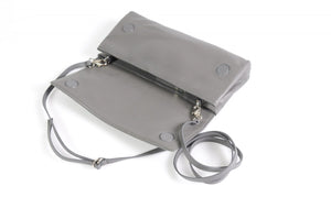Clutch de cuero italiano hecho a mano - Rimini - Gris Pompeya
