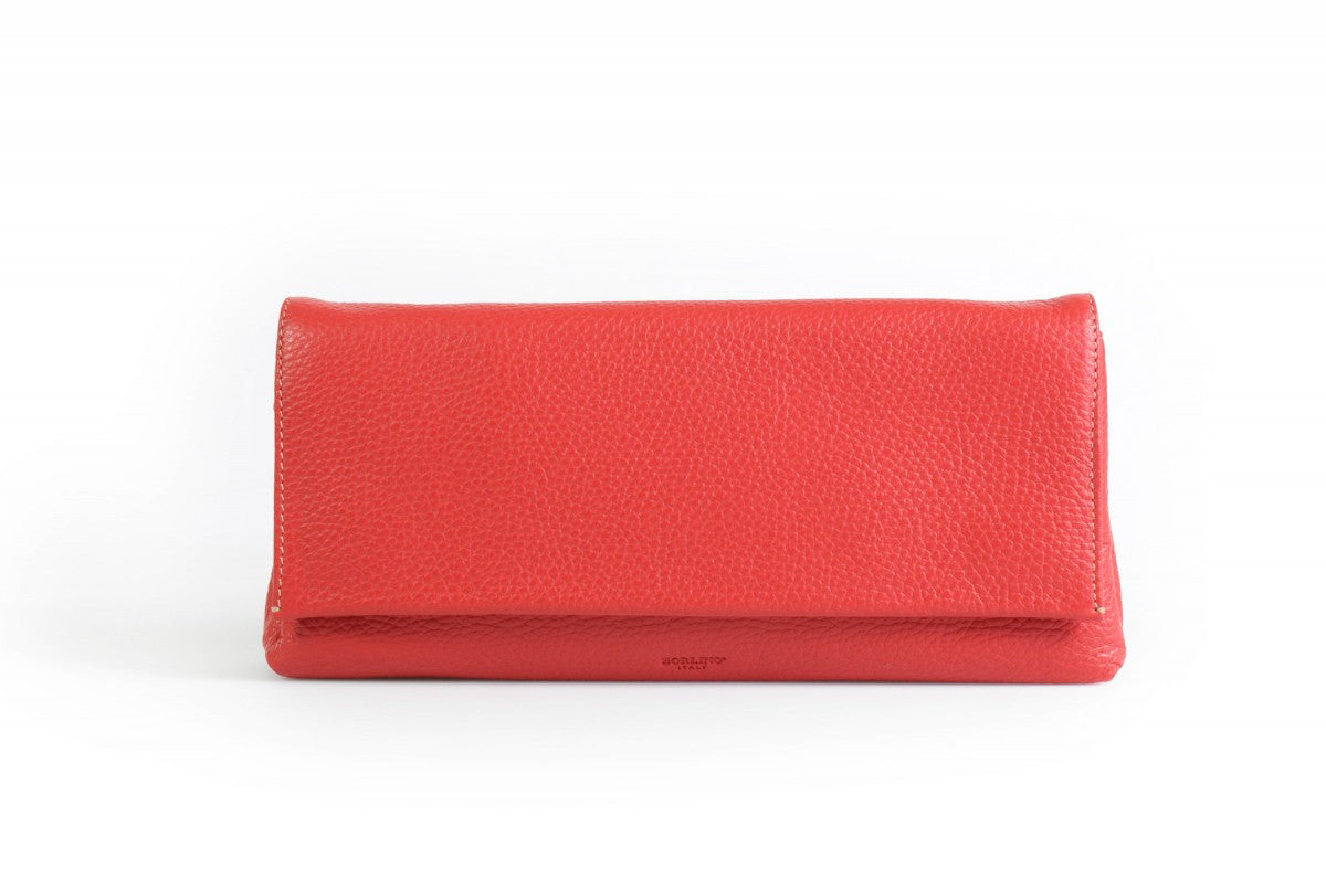 Handmade Italian Leather Clutch - Rimini - Lava Red