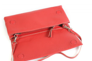 Handmade Italian Leather Clutch - Rimini - Lava Red