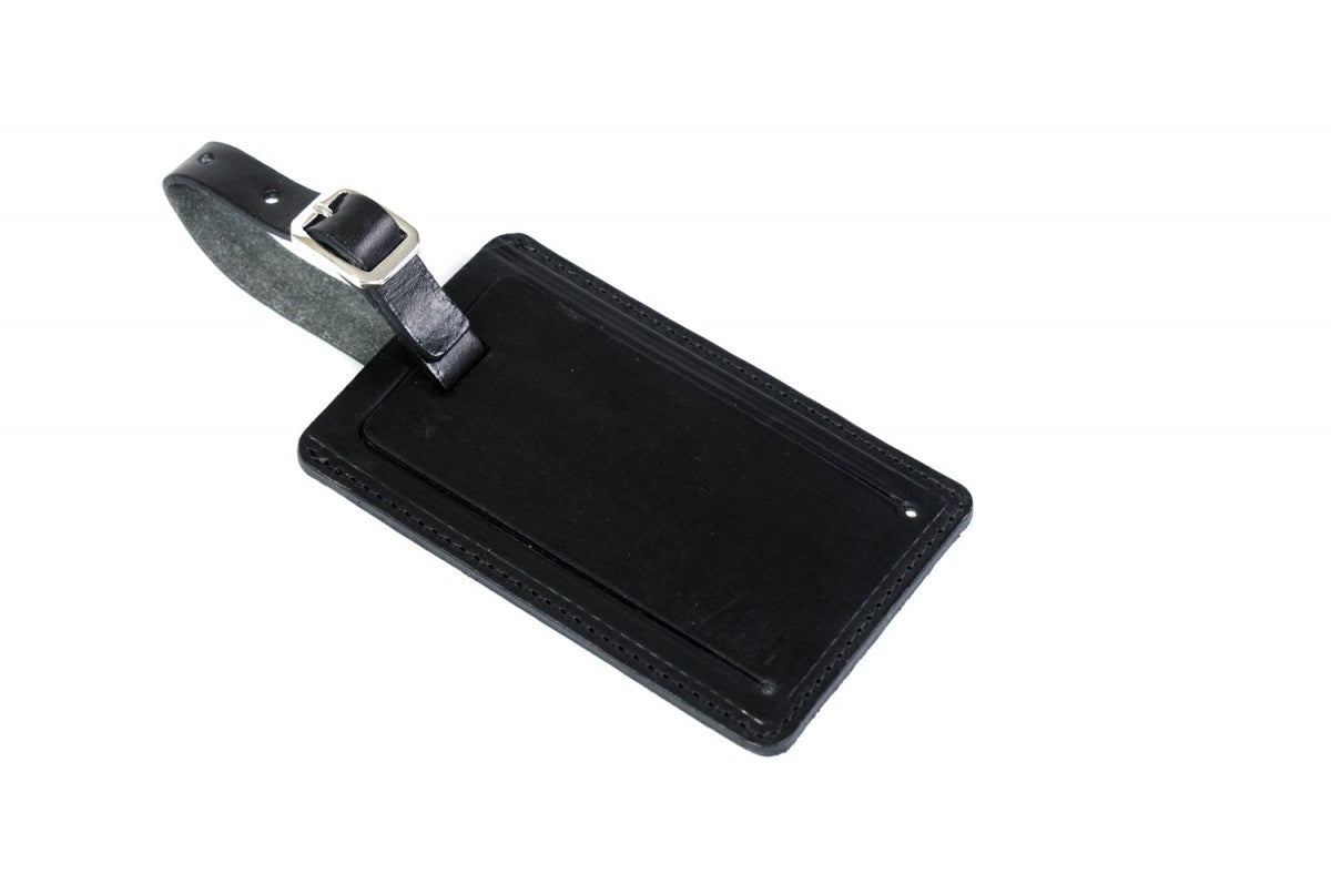 Contemporary Leather Luggage Tag - Onyx Black - Borlino