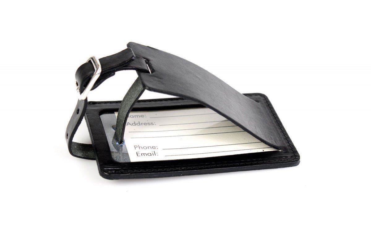 Black Leather Luggage Tag Contemporary 517 VO Borlino