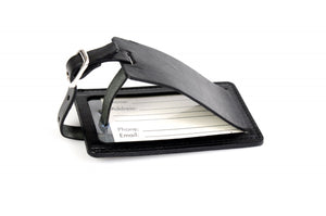 Contemporary Leather Luggage Tag - Onyx Black