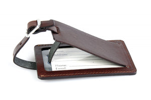Luggage Tag, Leather Luggage Tag, Contemporary, walnut brown, brown, tag