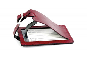 Contemporary Leather Luggage Tag - Wine